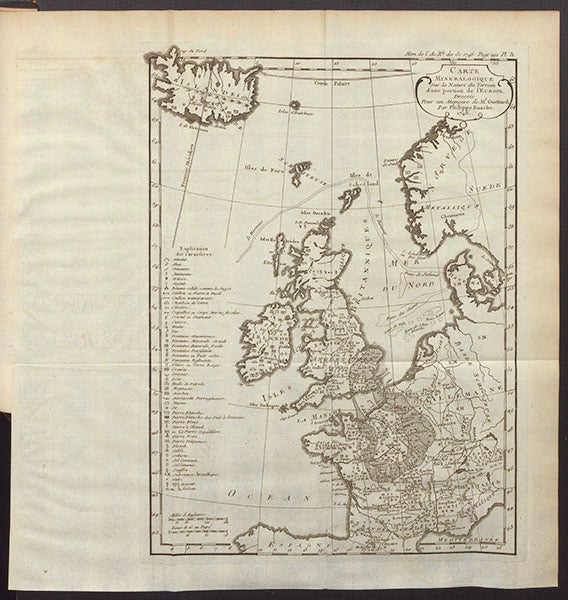 First mineralogical map, covering all of Europe, by Jean-Étienne Guettard, in Memoires de l’académie royale des sciences pour 1746 (Linda Hall Library)