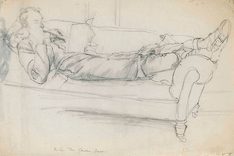 Portrait of Francis Crick, “F. in the Green Door,” by Odile Crick, pencil on paper, ca 1950, offered at auction by Christie’s on Apr. 10, 2013 (christies.com)