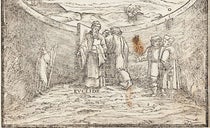 Euclid checking that you know geometry before you enter the domain of the seven liberal arts, detail of frontispiece of Nova scientia, by Niccolò Tartaglia, 1537 (Linda Hall Library)