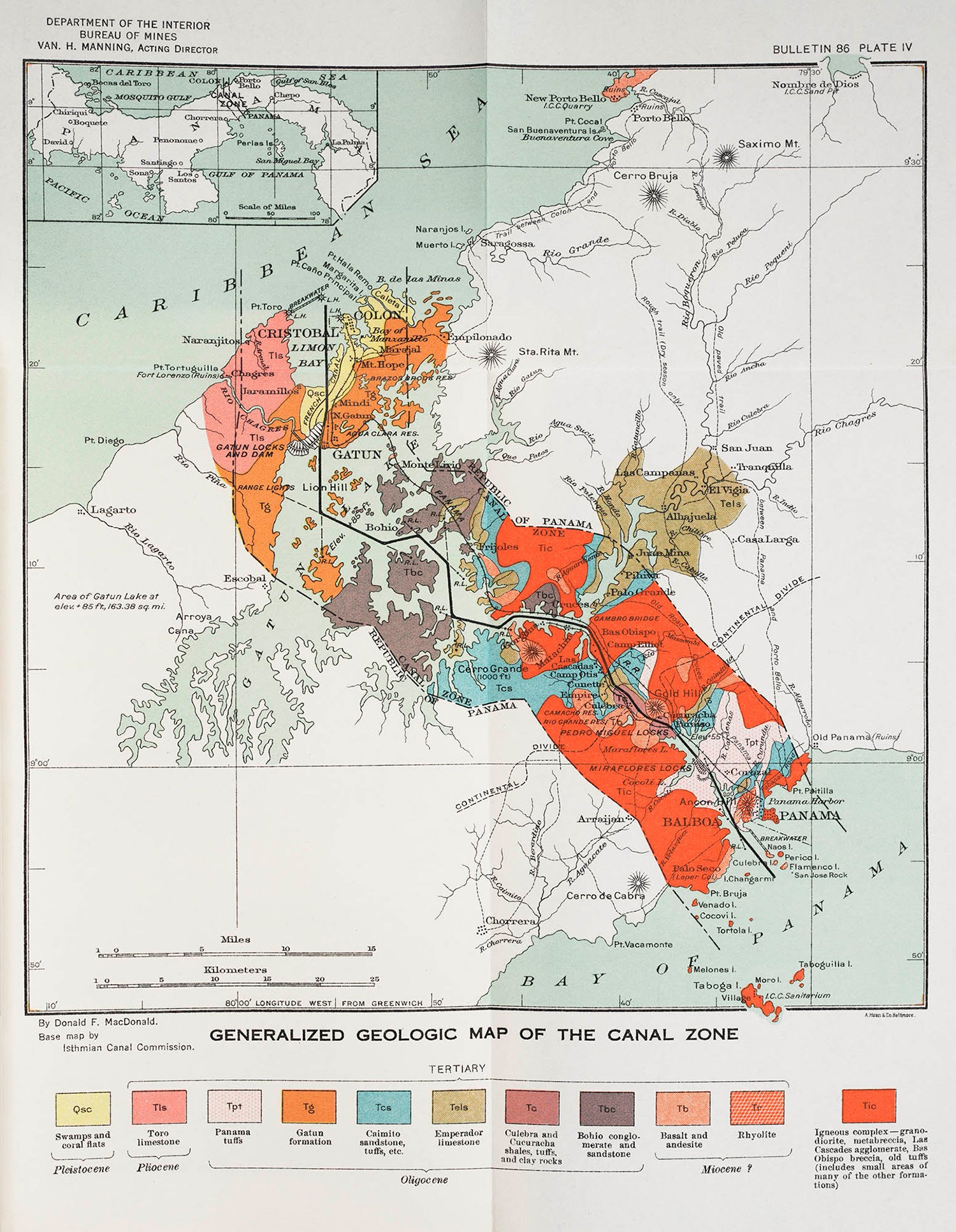 U.S. Bureau of Mines geological map of the Canal Zone published in 1915. View in Digital Collection »