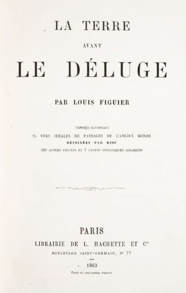 Cover. Image source: Figuier, Louis. La terre avant le deluge. Paris: Libraire de L. Hachette, 1863.