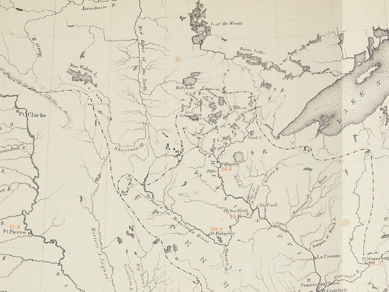 Lake Itasca in Minnesota, source of the Mississippi River, detail of third image (Linda Hall Library)