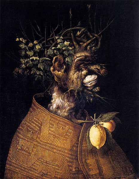 Winter (from the Four Seasons series), oil on canvas, ca 1572, by Giuseppe Arcimboldo, The Menil Collection, Houston (wga.hu)