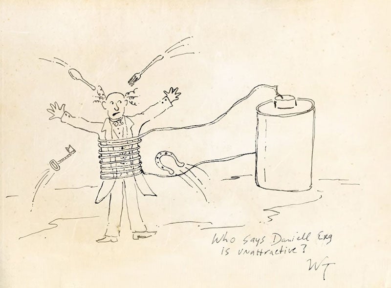 Doodle sketch by William Thomson, made while listening to the appeal of Daniell Erg, 1864, now in Cambridge University Library (lib.cam.ac.uk)