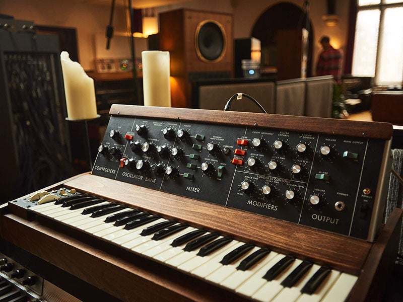 The Minimoog Model D synthesizer, photograph, 1970s (musictech.com)