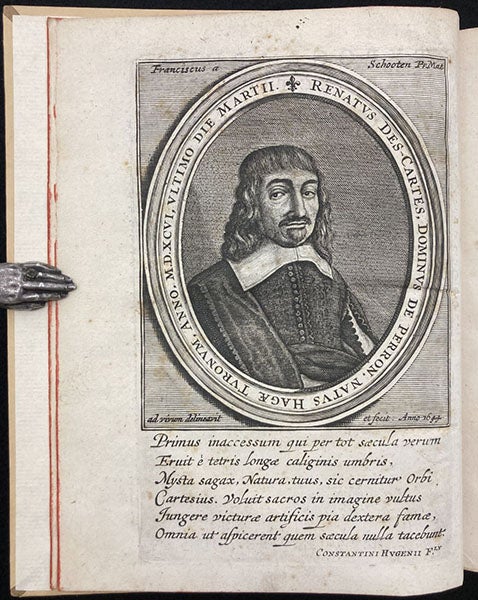 Portrait of René Descartes, engraving after a painting by Franciscus à Schooten, 1644, frontispiece to Descartes’ Principia philosophiae, 1672 (Linda Hall Library)