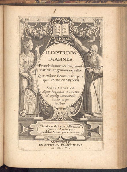 Engraved title page, by Theodor Galle, in his Illustrium imagines, 1606 (Linda Hall Library)