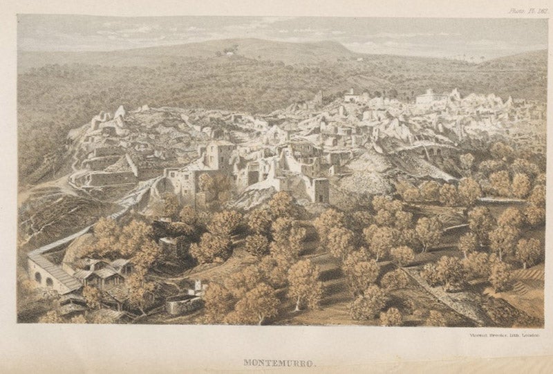 “Ruins of Montemurro,” frontispiece to vol. 2, tinted lithograph after photo 262, Robert Mallet, Great Neapolitan Earthquake of 1857, 1862 (Linda Hall Library)
