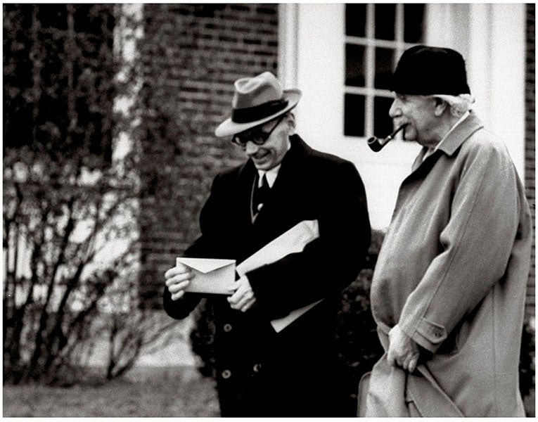 Kurt Gödel and Albert Einstein, photograph, undated but ca 1950, New Yorker, Feb. 21, 2005 (newyorker.com)
