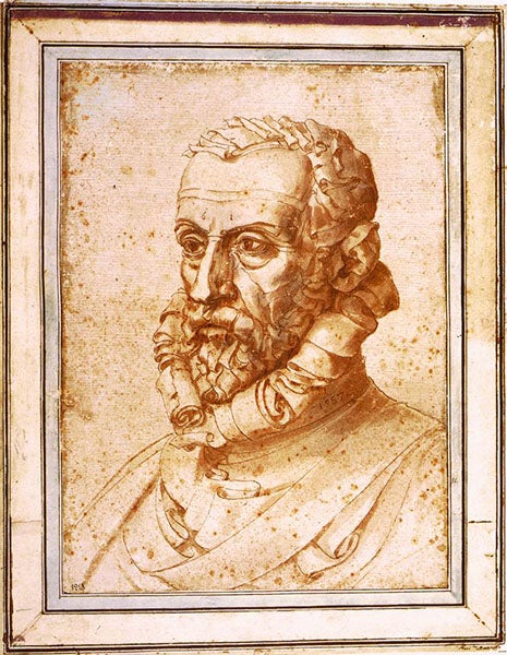 Self-portrait of Giuseppe Arcimboldo, wash and ink on paper, 1587, Palazzo Rosso, Genoa (wga.hu)