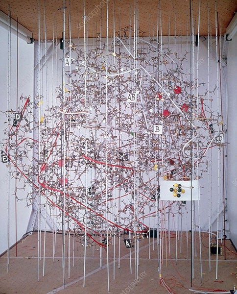 The high-resolution model of hemoglobin, 1968, by Max Perutz, MRC Laboratory of Molecular Biology, Cambridge (sciencephoto.com)