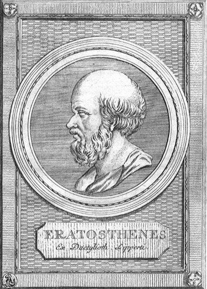 Engraved portrait of an imagined Eratosthenes of Syrene, source unknown, possibly 17th or 18th century (phil-fak.uni-duesseldorf.de)