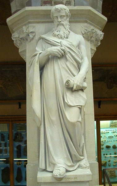 Statue of Euclid at the Oxford Museum of Natural History, sculpted by Joseph Durham, (Wikimedia commons)