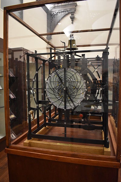 One-quarter-size replica of clock of St. Albans Abbey designed by Richard of Wallingford, original built ca 1356, replica by Don Unwin, 1992, Whipple Museum, Cambridge (collections.whipplemuseum.cam.ac.uk)