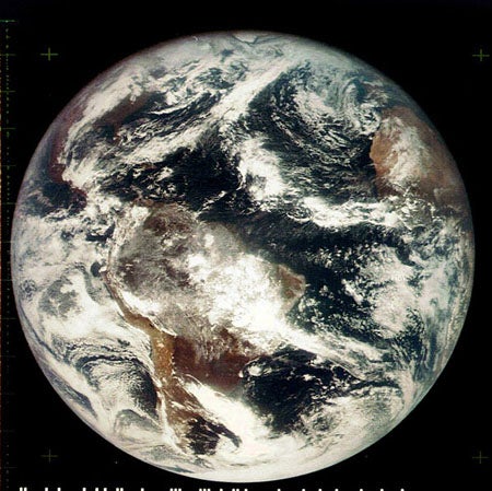 First color photograph of the entire Earth from space, taken by the ATS-3 satellite, Nov. 10, 1967 (Wikimedia commons)