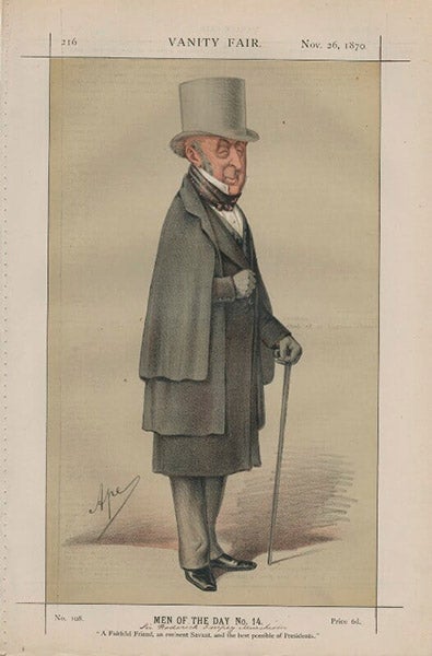 Roderick Impey Murchison, chromolithograph caricature by “Ape” (Carlo Pellegrini), Vanity Fair, Nov. 16, 1870, National Portrait Gallery, London (npg.org.uk)