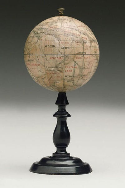 Mars globe, by Louis Niesten, 4-inch diameter, chromolithographed gores, 1892, Science Museum, London (jstor.org) 