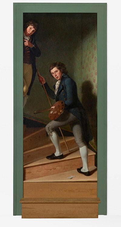 Staircase Group, portrait of Raphaelle (lower figure) and Titian I Peale, oil painting by Charles Willson Peale, oil on canvas, 1895 (Philadelphia Museum of Art)