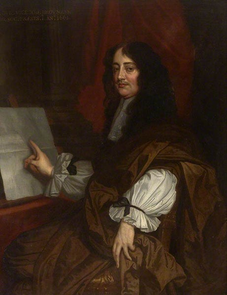 Portrait of William Brouncker, 1st President of the Royal Society of London, oil on canvas, by Peter Lely, 1674, Royal Society, London (artuk.org)