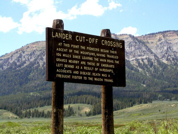 Marker along the present-day remains of Lander’s Road (thefurtrapper.com)