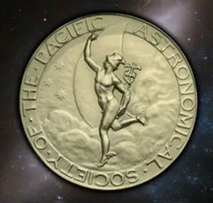 The Catherine Wolfe Bruce Medal, awarded to Geoffrey Burbidge by the Astronomical Society of the Pacific in 1999 (Astronomical Society of the Pacific)