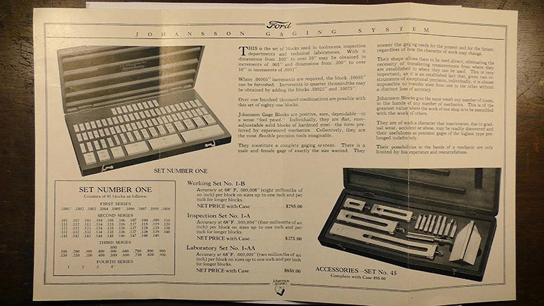 A Ford Motor Company ad for Johansson gauge blocks, after 1923 (reddit.com) 