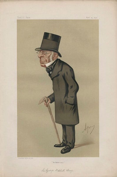 George Biddell Airy, “Astronomy,” chromolithograph caricature by “Ape” (Carlo Pellegrini), Vanity Fair, Nov. 13, 1875, National Portrait Gallery, London (npg.org.uk)