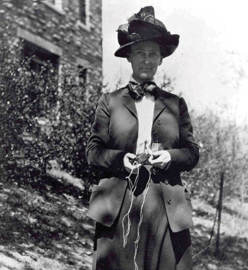 Portrait of Florence Bascom, holding a compass, undated photograph, Florence Bascom Papers, Smith College (onwisconsin.uwalumni.com)