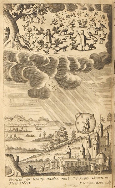 Frontispiece to <i>Comical History of the States and Empires of the Worlds of the Moon and Sun</i>, by Cyrano de Bergerac,1687 (lwcurrey.com)