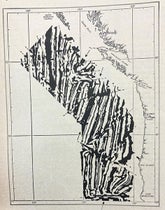 Magnetic field anomalies southwest of Vancouver Island, northeast Pacific Ocean, east and west of the Juan de Fuca ridge, illustrating the Vine-Matthews-Morley hypothesis, in “Spreading of the ocean floor: New evidence,” by F. J. Vine, Science, vol. 154, p.1406, 1966 (Linda Hall Library)