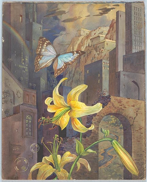 Morpho: Remembrance of Things Past, watercolor and graphite on paper, by Andrey Avinoff, 1943, Carnegie Museum of Art, Pittsburgh (collection.carnegieart.org)