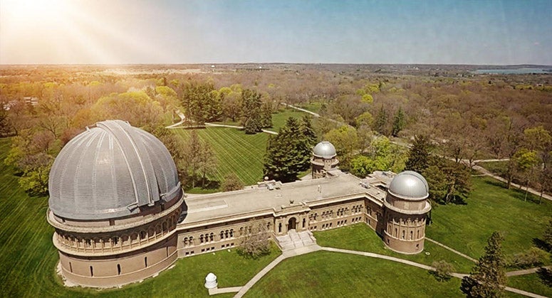 Yerkes Observatory, aerial photograph, Williams Bay, Wisconsin (visitlakegeneva.com)