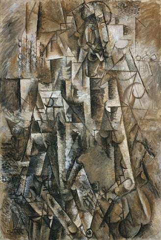 The Poet, oil on linen, by Pablo Picasso, 1911, The Solomon R. Guggenheim Foundation, Peggy Guggenheim Collection, Venice (Wikipedia)