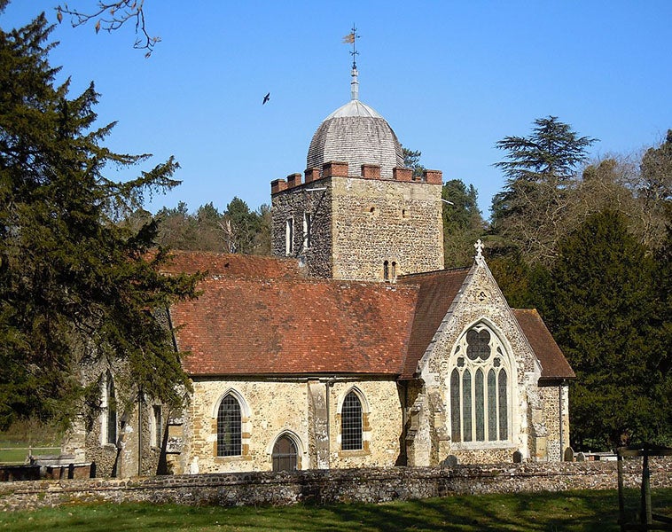 Burial site of William Oughtred, St Peter and St Paul’s Church, Albury, Surrey (Wikimedia commons)
