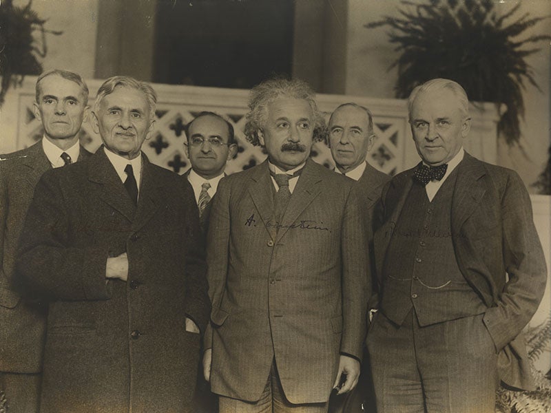 Albert Michelson (front row, left) with Albert Einstein, 1931 (Smithsonian Libraries)