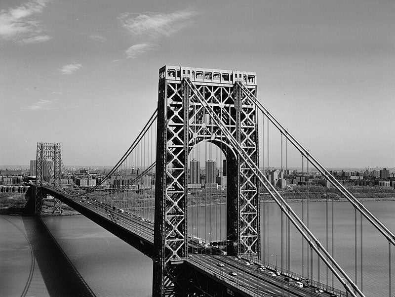 View of the George Washington Bridge, looking east from New Jersey, historic but undated photo, Library of Congress (Wikimedia commons)