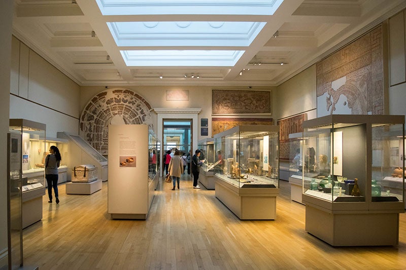 Room 49 of the British Museum, where part of the Hoxne Hoard is on view (sidetrackedtravelblog.com)