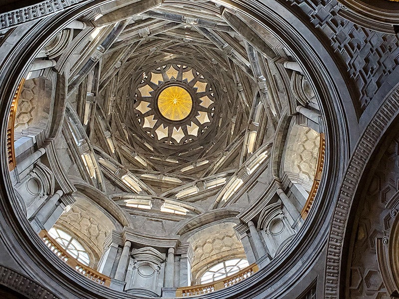 Dome interior, Chapel of the Holy Shroud, Turin, designed by Guarino Guarini, 1668-94 (photo by the author)