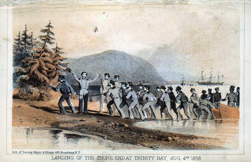 Pulling the cable ashore, Aug. 4, 1858, Manual of the Corporation of the City of New York, with lithographs by Sarony, Major & Knapp, [1861], reproduced on atlantic-cable.com (atlantic-cable.com)