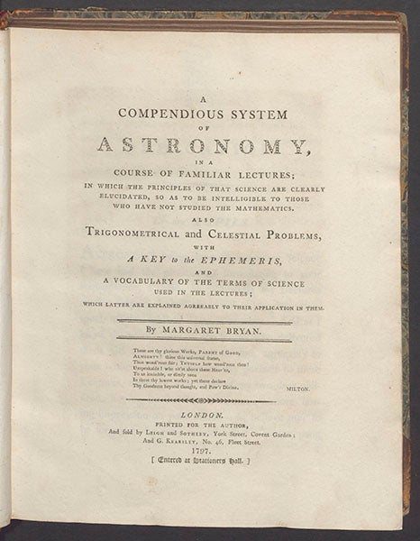 Title page to Margaret Bryan, Compendious System of Astronomy, 1797 (Linda Hall Library)