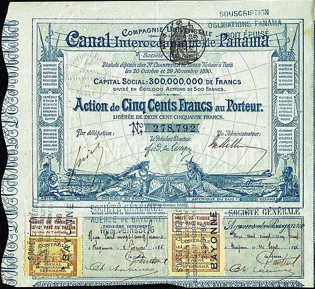 After negotiating a 10 year extension with Columbia, the reformulated Compagnie Nouvelle du Canal de Panama issues stock.