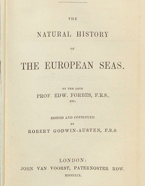Title page, The Natural History of the European Seas, by Edward Forbes and Robert Godwin-Austen, 1859 (Linda Hall Library)