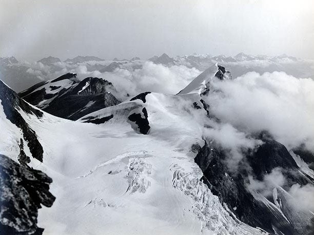 View from the summit of the Weisshorn, photograph by Vittorio Sella, Aristotype, 1887 (Fondazione Sella, Biella, via telegraph.co.uk)