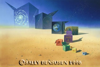 “Orders of Magnitude,” an acrylic-gouache illustration. Image source: Suplee, Curt. Everyday Science Explained. National Geographic Society, 1996.