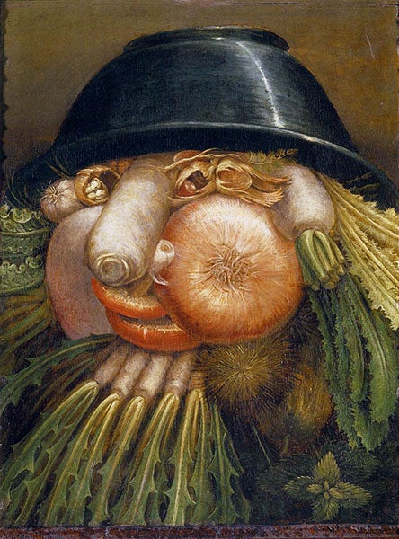The Vegetable Gardener, oil on wood, by Giuseppe Arcimboldo, 1587-90, Museo Civico "Ala Ponzone", Cremona (wga.hu)