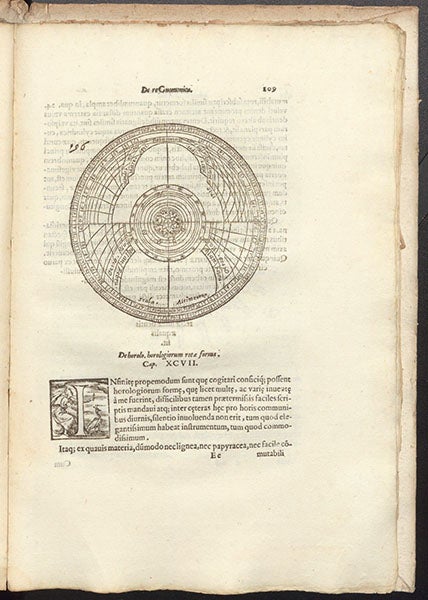 Diagram of an hour plate for a sundial, De gnomonum umbrarumque, by Giovanni Battista Benedetti, 1574 (Linda Hall Library)