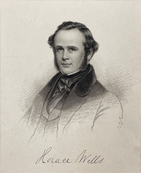 Steel engraving of Horace Wells (c. 1912) (Clendening History of Medicine Library)
