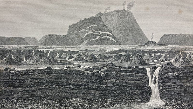 “Volcano of Jorullo,” etched and engraved frontispiece, Charles Daubeny, A Description of Active and Extinct Volcanos, 1826 (Linda Hall Library)