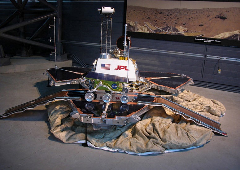 The prototype for Sojourner, on display at the Udvar-Hazy Center, a branch of the National Air and Space Museum, Dulles Airport, Washington, D.C. (airandspace.si.edu)