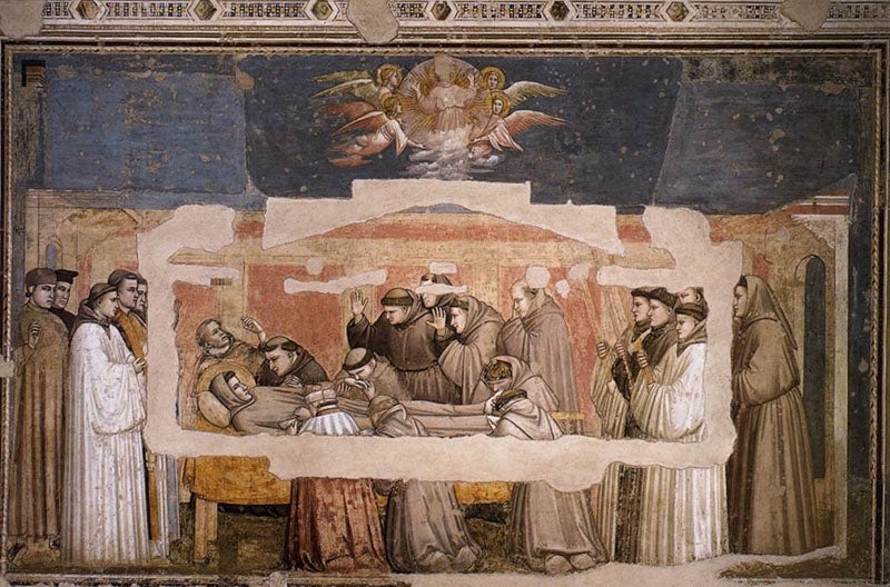 “Death and Ascension of St. Francis,” fresco by Giotto di Bondone, 1325, Basilica of Santa Croce, Florence (Wikimedia commons)